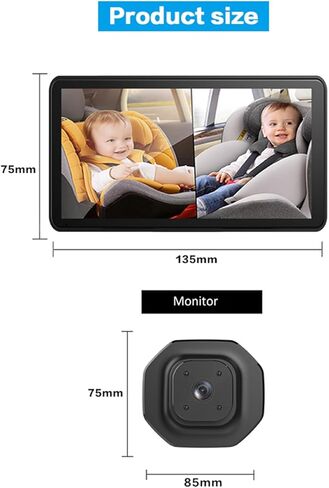 Car Baby monitorr，Baby Car Camera for 2 Kids - 5" Dual Channel Car Baby Monitor with Split Screen,Night Vision, Wide View, Easy Install Rear Facing Backseat Camera for Baby in Kuwait