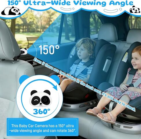 Baby Car Camera with Wireless CarPlay, 1080P HD Car Camera for Baby, 150° Wide View on Cars Screen, Split-Screen Navigation, Easy Plug-and-Play Installation,Cars Babys Camer for Parents and Pet Owners in Kuwait