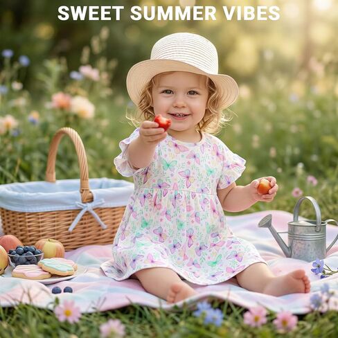 Pink Dino Toddler Girls Dress Ribbed Baby Girl Dress Ruffle Sleeve Dresses for Baby Girls Outfits Beach Sundress in Saudi Arabia