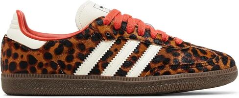 حذاء رياضي نسائي من adidas Originals Samba OG (أحمر ليوبارد أبيض، مقاس 9) in Kuwait