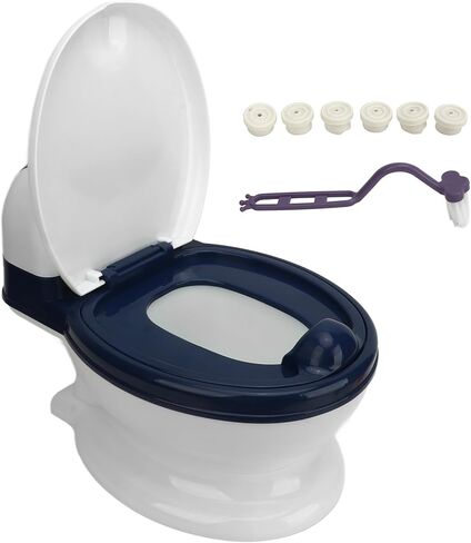Realistic Baby Potty Training Toilet 1:1 Simulation Multifunctional Detachable Toddler Toilet Chair with Cleaning Brush for Boys Girls PP Material (Blue White) in Kuwait