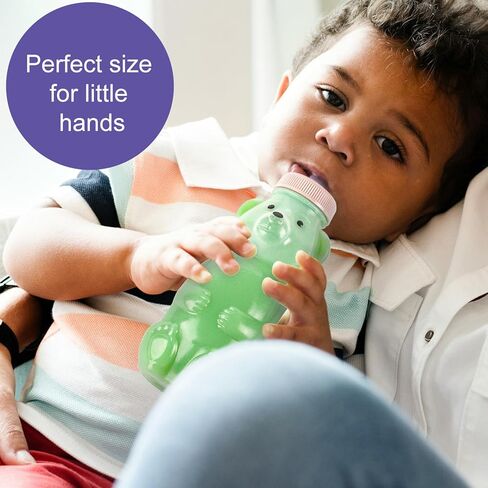 Honey Bear Straw Cups for Babies 4 pack, 8oz straw bear cup with improved safety lid design, honey bear cup and honey bear bottle. Straw learning therapy cup. Leak-Proof & Food-Grade & BPA Free in Kuwait