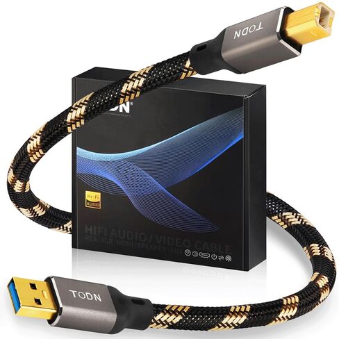 كابل صوت رقمي TODN HiFi USB، USB A إلى B لعشاق الصوت، O-C-C Core، كابل DAC للكمبيوتر/بطاقة الصوت/البيانو/أمبير (3أقدام/1 متر) in Saudi Arabia