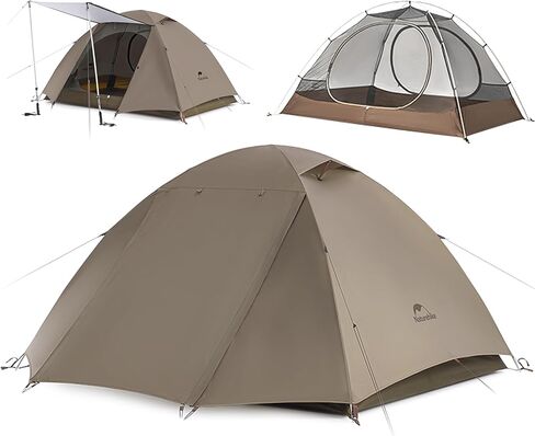 Naturehike Cloud River Tent [2025 Upgrade] - 2-3 Person Lightweight Backpacking Tent, Black Coating for Sun Protection, Windproof & Rainproof, Easy Setup for Camping Hiking Travel, Double Layer Tent in Saudi Arabia