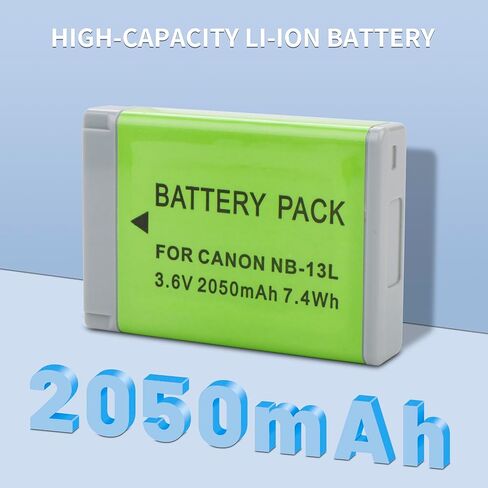 2 حزمة بطارية NB-13L وشاحن USB مزدوج لكاميرات Canon PowerShot G7 X Mark II، G7 X، G7 X Mark III، G9 X، G9 X Mark II، G1 X Mark III، G5 X، G5X Mark II، SX620 HS، SX720 HS، SX730 HS، SX740 HS in Kuwait