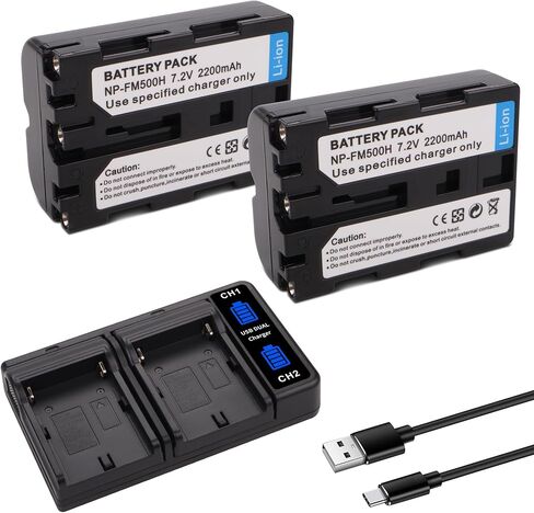2-Pack NP-FM500H NPFM500H Battery with Charger Compatible with Sony Alpha SLT-A57 A58 A65 A77 A77V A77II A99, DSLR-A350 A450 A500 A550 A700 A850 A900 Alpha A99 II Camera in Kuwait
