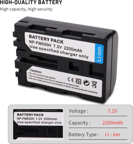 2-Pack NP-FM500H NPFM500H Battery with Charger Compatible with Sony Alpha SLT-A57 A58 A65 A77 A77V A77II A99, DSLR-A350 A450 A500 A550 A700 A850 A900 Alpha A99 II Camera in Kuwait