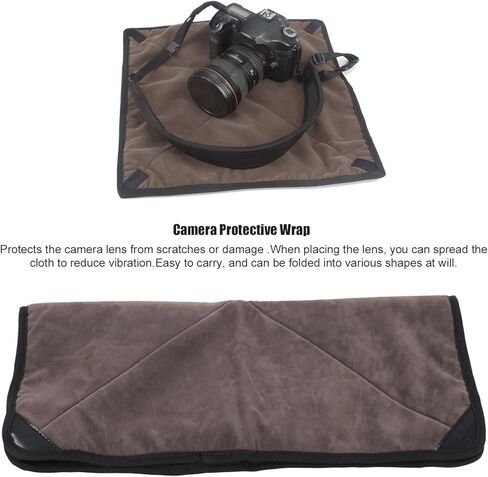 Camera Protective Wrap Cloth for DSLR Lens, Grey Flannel Antiscratch Camera Wrap Cover, Foldable Lens Wrap Blanket for Cameras Binoculars and Photo Accessories (L) in Saudi Arabia