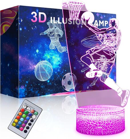 Basketball Man 3D Lamp Night Light with Remote & Touch Control,Brightness Adjusted,USB & Batteries Powered,Boys Girls Kids Gifts in Kuwait