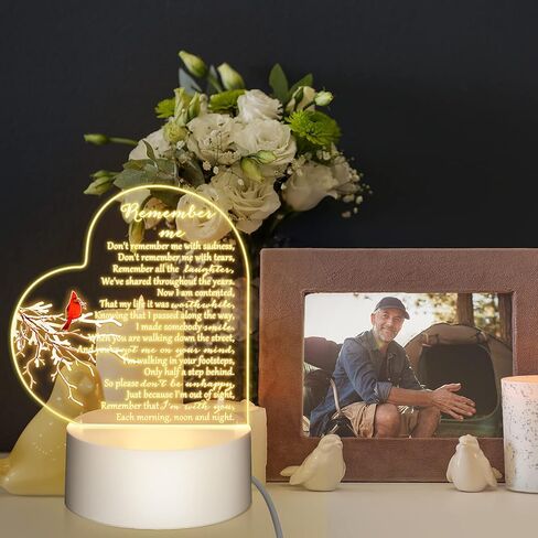 Roowest 3 Pack Sympathy Gift Memorial Night Light Gifts for Loss of Loved One Remember Me Acrylic Heart Sign with USB Charging Base Crystal Glass Heart Bereavement Condolence Present 4.7 x 6.3 Inch in Kuwait