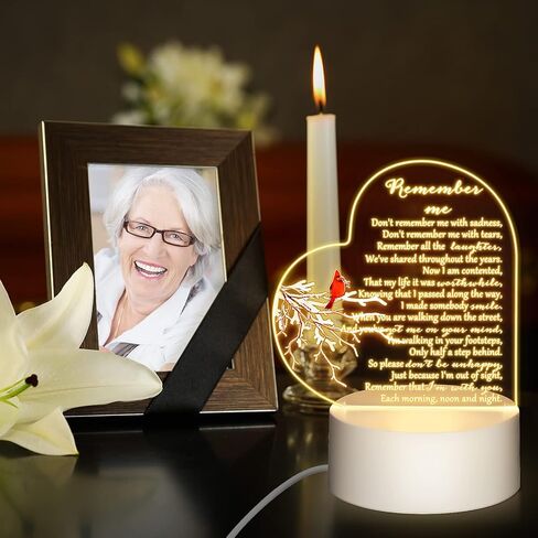 Roowest 3 Pack Sympathy Gift Memorial Night Light Gifts for Loss of Loved One Remember Me Acrylic Heart Sign with USB Charging Base Crystal Glass Heart Bereavement Condolence Present 4.7 x 6.3 Inch in Kuwait