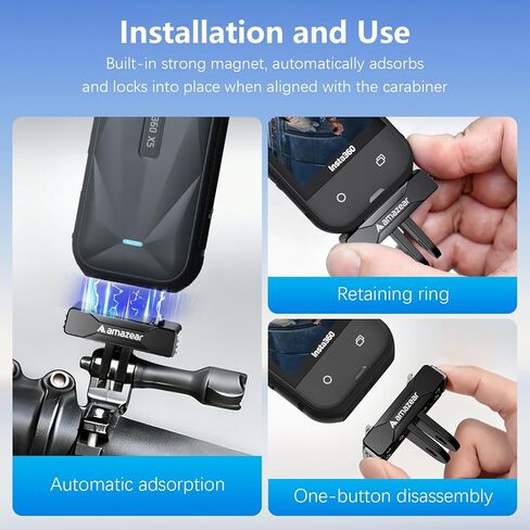 حامل محول AMAZEAR مغناطيسي سريع الفك لجهاز Insta360 X5 (عبوتان)، ملحقات Insta 360 QR مع حامل Go-Pro لجهاز Insta360 X5 / X4 Air/Ace Pro/Ace Pro 2، أسود in Kuwait