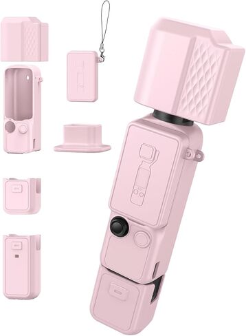 حافظة لهاتف DJI Osmo Pocket 4، غطاء واقٍ من السيليكون الناعم الصديق للأطفال FJIASTB، مقاوم للصدمات، مقاوم للماء (وردي) in Kuwait