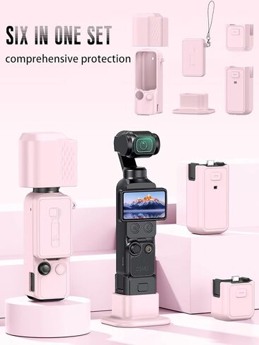 حافظة لهاتف DJI Osmo Pocket 4، غطاء واقٍ من السيليكون الناعم الصديق للأطفال FJIASTB، مقاوم للصدمات، مقاوم للماء (وردي) in Kuwait