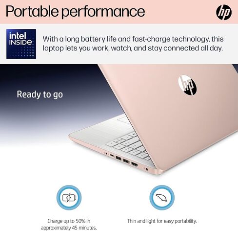 كمبيوتر محمول HP جديد 14 بوصة عالي الدقة وخفيف الوزن، معالج Intel Celeron رباعي النواة، ذاكرة الوصول العشوائي 8 جيجابايت، 192 جيجابايت (64 جيجابايت eMMC + بطاقة 128 جيجابايت)، واي فاي، حتى 11 ساعة، Windows 11 S + 1 سنة Office 365+HubxcelAccessory، وردي in Kuwait