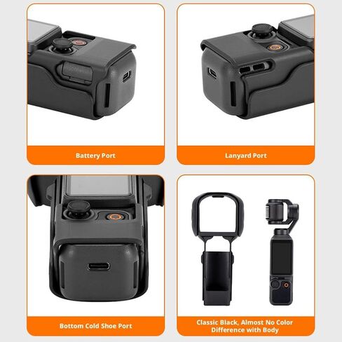 حافظة واقية متوافقة مع DJI Osmo Pocket 4 - واقي Gimbal مدمج مع درع قابل للطي بزاوية 180 درجة، هيكل صلب ABS خفيف الوزن، سهل التركيب، إمكانية الوصول الفوري وحامل شحن سطح المكتب (أسود) in Kuwait