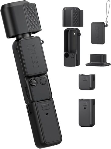Case for DJI Osmo Pocket 4, FJIASTB Kids-Friendly Soft Silicone Protective Cover, Shockproof, Waterproof (Black) in Kuwait