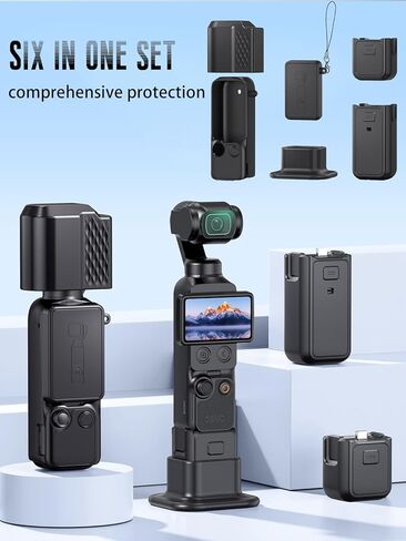 Case for DJI Osmo Pocket 4, FJIASTB Kids-Friendly Soft Silicone Protective Cover, Shockproof, Waterproof (Black) in Kuwait