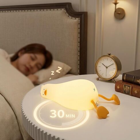 Cute Rubber Duck Night Light for Kids, Squishy Rechargeable Night Light with 3 Brightness Levels & 30 Min Timer, Fun Cute Lamp for Baby Nursery, Children Bedroom Decor (Duck Night Lights) in Saudi Arabia