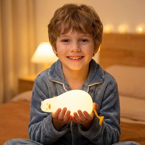 Cute Rubber Duck Night Light for Kids, Squishy Rechargeable Night Light with 3 Brightness Levels & 30 Min Timer, Fun Cute Lamp for Baby Nursery, Children Bedroom Decor (Duck Night Lights) in Saudi Arabia