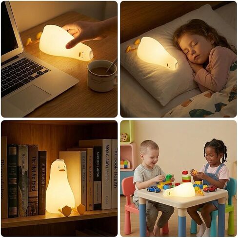 Cute Rubber Duck Night Light for Kids, Squishy Rechargeable Night Light with 3 Brightness Levels & 30 Min Timer, Fun Cute Lamp for Baby Nursery, Children Bedroom Decor (Duck Night Lights) in Saudi Arabia