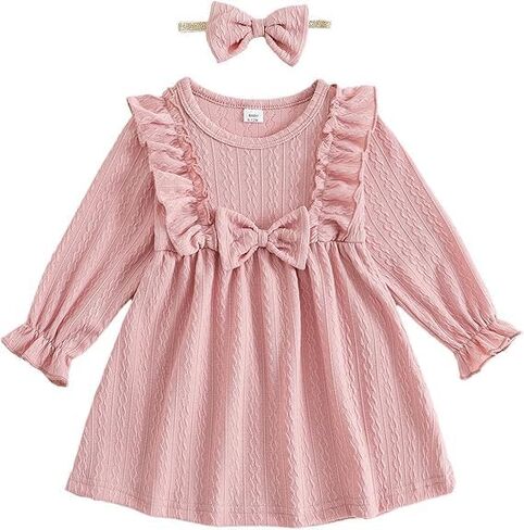 Toddler Girl Dress Casual Crewneck Long Sleeve Cute Dresses for Baby Girls Spring Toddler Girl Clothes in Kuwait
