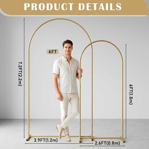 حامل خلفية قوس معدني 7.2FT+6FT: إطار قوس الزفاف لحفل قوس البالون حامل لعيد الميلاد والذكرى السنوية وحفلات الزفاف وحفلات استقبال المولود الجديد in Kuwait