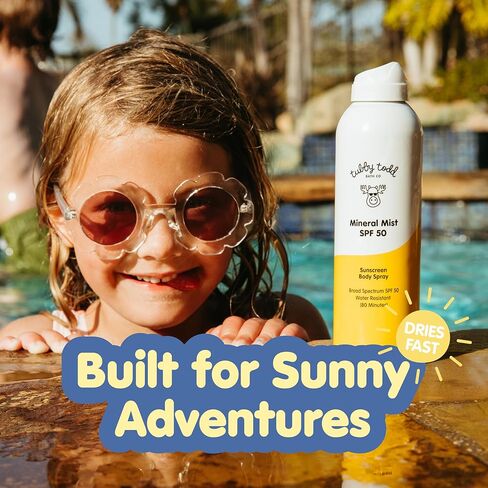 Tubby Todd Mineral Mist SPF 50 واقي من الشمس - رذاذ الجسم الواقي من الشمس غير الهباء الجوي للأطفال والرضع - مقاوم للماء 80 دقيقة - 6 أونصة سائلة in Kuwait