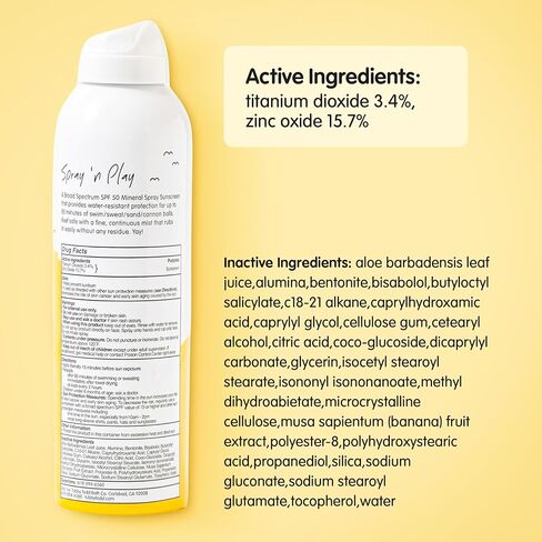 Tubby Todd Mineral Mist SPF 50 واقي من الشمس - رذاذ الجسم الواقي من الشمس غير الهباء الجوي للأطفال والرضع - مقاوم للماء 80 دقيقة - 6 أونصة سائلة in Kuwait