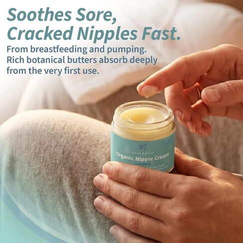 Mama & Wish 1oz Organic Nipple Cream Safe for Breastfeeding | 1 Pk Scented | Lanolin-Free, Gentle on Sensitive Skin. Soothes Cracked, Sore & Dry. Pregnancy & Postpartum Safe. No-Wipe. Baby Shower Gift in Saudi Arabia