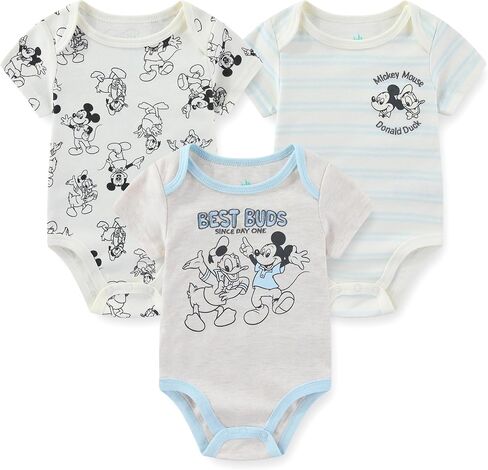 Disney Baby Boys Mickey Mouse Donald Duck 3 Pack Bodysuit for Newborn and Infant in Saudi Arabia