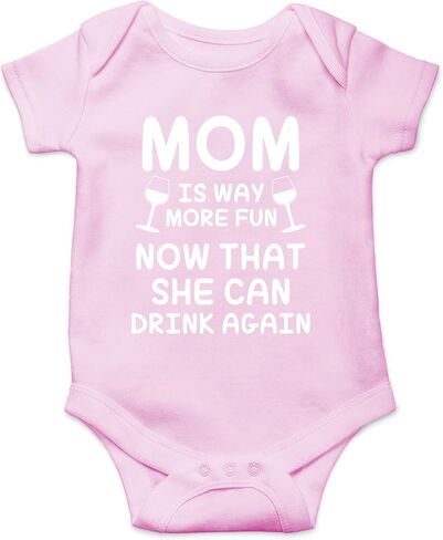 AW Fashions Mom Is Way More Fun, Now That She Can Drink Again Baby Bodysuit Funny Adorable Infant Clothing in Kuwait