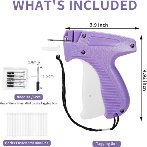 Tagging Gun for Clothing【Not a Stitch Gun】, Retail Hang Tag Gun for Clothes Labeler，Price Tag Attacher Gun Kit with 6 Needles, 1008pcs 2" Barbs Fasteners in Saudi Arabia