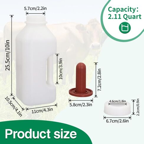 Calf Bottle with a Replacement Screw-on Nipple 2.11quart Lamb Milk Feeding Bottle for Lamb foal in Kuwait