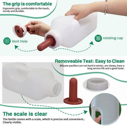 Calf Bottle with a Replacement Screw-on Nipple 2.11quart Lamb Milk Feeding Bottle for Lamb foal in Kuwait