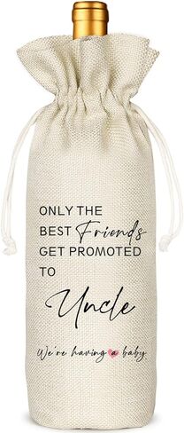 Pregnancy Announcement Wine Bag - Only The Best Friends Get Promoted To Uncle - Wine Bag for Uncle, Baby Reveal (5SW191013) in Kuwait