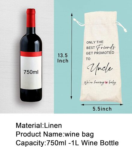 Pregnancy Announcement Wine Bag - Only The Best Friends Get Promoted To Uncle - Wine Bag for Uncle, Baby Reveal (5SW191013) in Kuwait