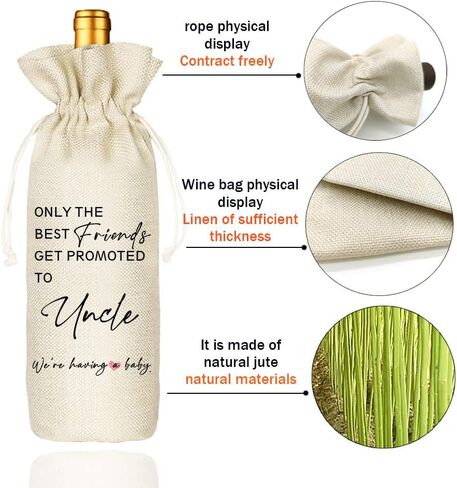 Pregnancy Announcement Wine Bag - Only The Best Friends Get Promoted To Uncle - Wine Bag for Uncle, Baby Reveal (5SW191013) in Kuwait