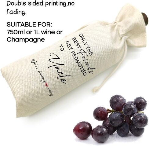 Pregnancy Announcement Wine Bag - Only The Best Friends Get Promoted To Uncle - Wine Bag for Uncle, Baby Reveal (5SW191013) in Kuwait
