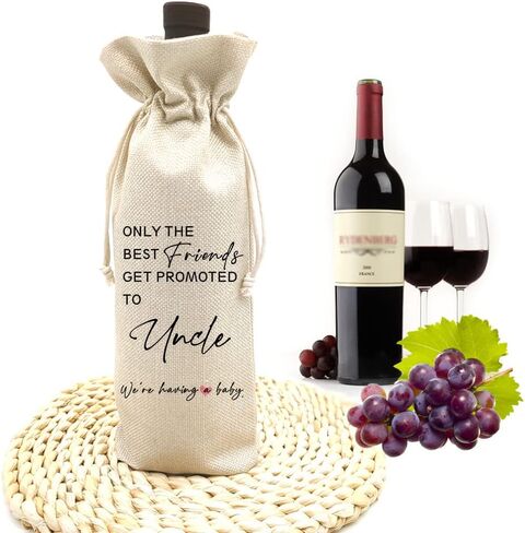 Pregnancy Announcement Wine Bag - Only The Best Friends Get Promoted To Uncle - Wine Bag for Uncle, Baby Reveal (5SW191013) in Kuwait
