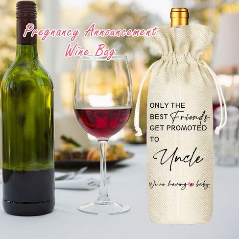 Pregnancy Announcement Wine Bag - Only The Best Friends Get Promoted To Uncle - Wine Bag for Uncle, Baby Reveal (5SW191013) in Kuwait