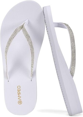 Ampeo Women's Sparkly Rhinestone Sandals, Arch Support Flip Flops with Cushioned Non-Slip Sole, Thin Straps Design for Beach, Walking, Wedding, Vacation, Pool, Party in Saudi Arabia