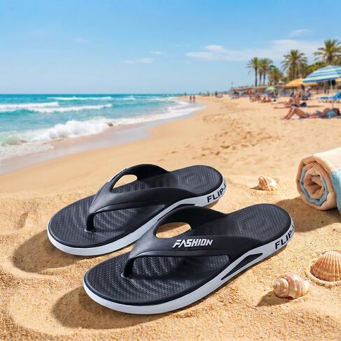 Flip Flops Lightweight EVA Cushioned Ergonomic Footbed for Couples, Beach Pool Travel Resort Home Holiday Sandals Quick Dry in Kuwait