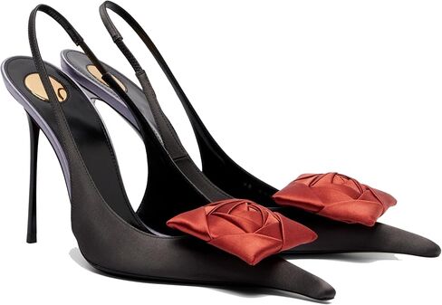 THESHY المرأة Slingback عالية الكعب الأزهار زين أشار تو الانزلاق على الساتان Stiletto مضخات موضة فستان الحفلات أحذية للنساء in Kuwait