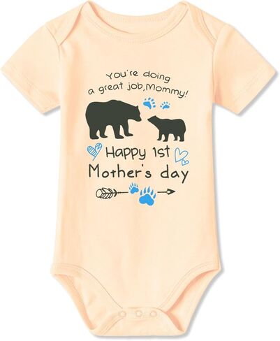 BesserBay Baby Happy 1st Mother's Day 100% Cotton Onesie Fathers Day Outfit Infant Short Sleeve Bodysuit 0-24 Months in Saudi Arabia