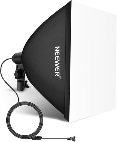 NEEWER 16x16in/40x40cm Softbox with E26 Porcelain Socket/Power Cord/White Diffuser/Stand Adapter, Durable Nylon Softbox Lighting Modifier for Studio Photography Lighting, SF4040 (US Plug) in Saudi Arabia