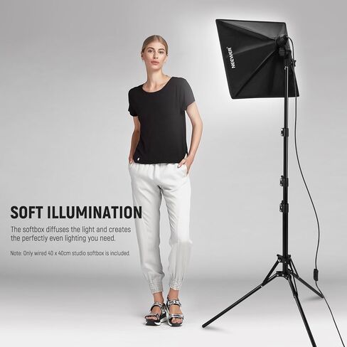 NEEWER 16x16in/40x40cm Softbox with E26 Porcelain Socket/Power Cord/White Diffuser/Stand Adapter, Durable Nylon Softbox Lighting Modifier for Studio Photography Lighting, SF4040 (US Plug) in Saudi Arabia