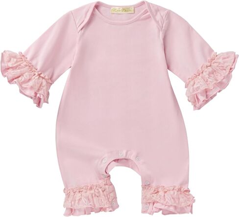 Bow Dream Newborn Baby Girl Coming Home Outfit Ruffle Romper Cute Knit Jumpsuit Long Sleeve Clothes in Kuwait