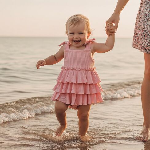 Kuriozud Newborn Baby Girl Summer Clothes Ruffle Bow Dress Romper Jumpsuit One Piece Outfit Cute Infant Girl Clothing in Saudi Arabia