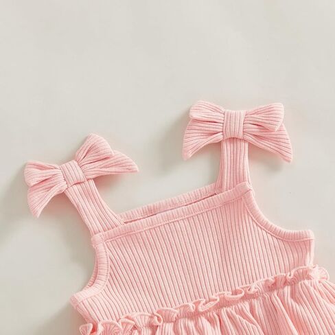 Kuriozud Newborn Baby Girl Summer Clothes Ruffle Bow Dress Romper Jumpsuit One Piece Outfit Cute Infant Girl Clothing in Saudi Arabia